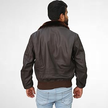 Men's Navy G-1 Goatskin Leather Flight Bomber Jacket, Vintage